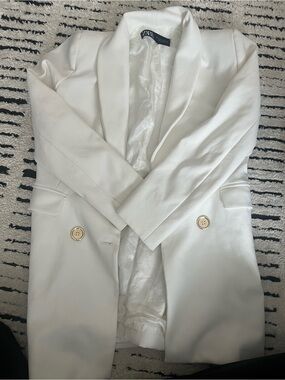 Zara Cream Tailored Blazer with Satin Lining